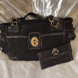Coach Black Leather Satchel with Gold Hardware